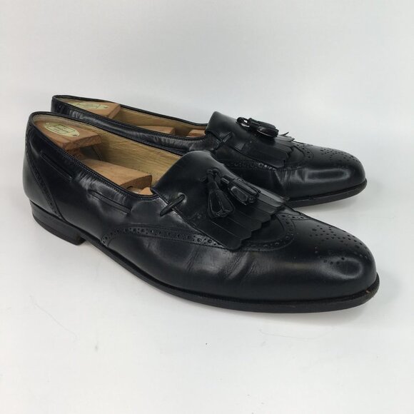 Mezlan Antonio Black Leather Tassel Wingtip Loafers Size 11.5M - Picture 1 of 14